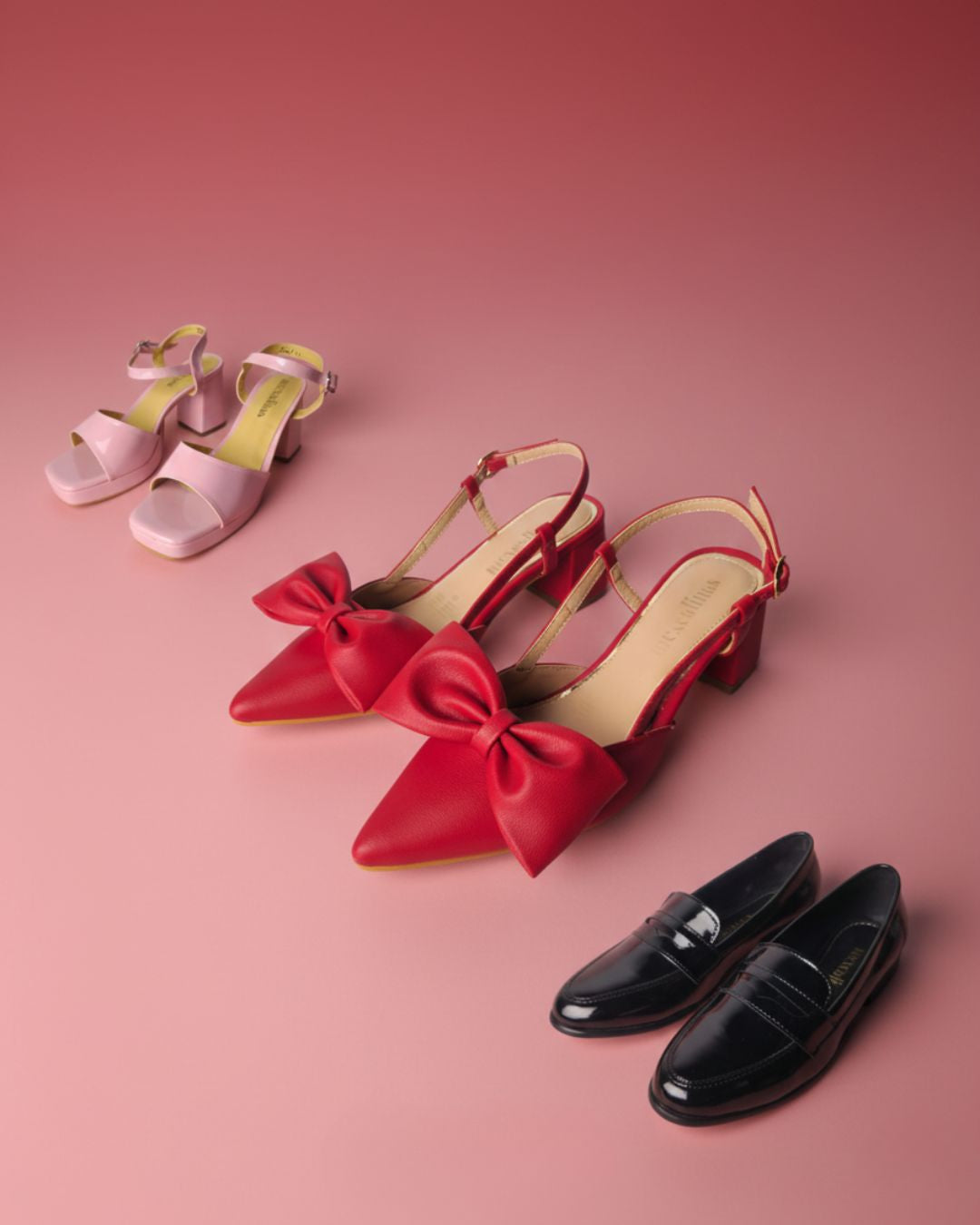 pink red and black women shoes made in mexico