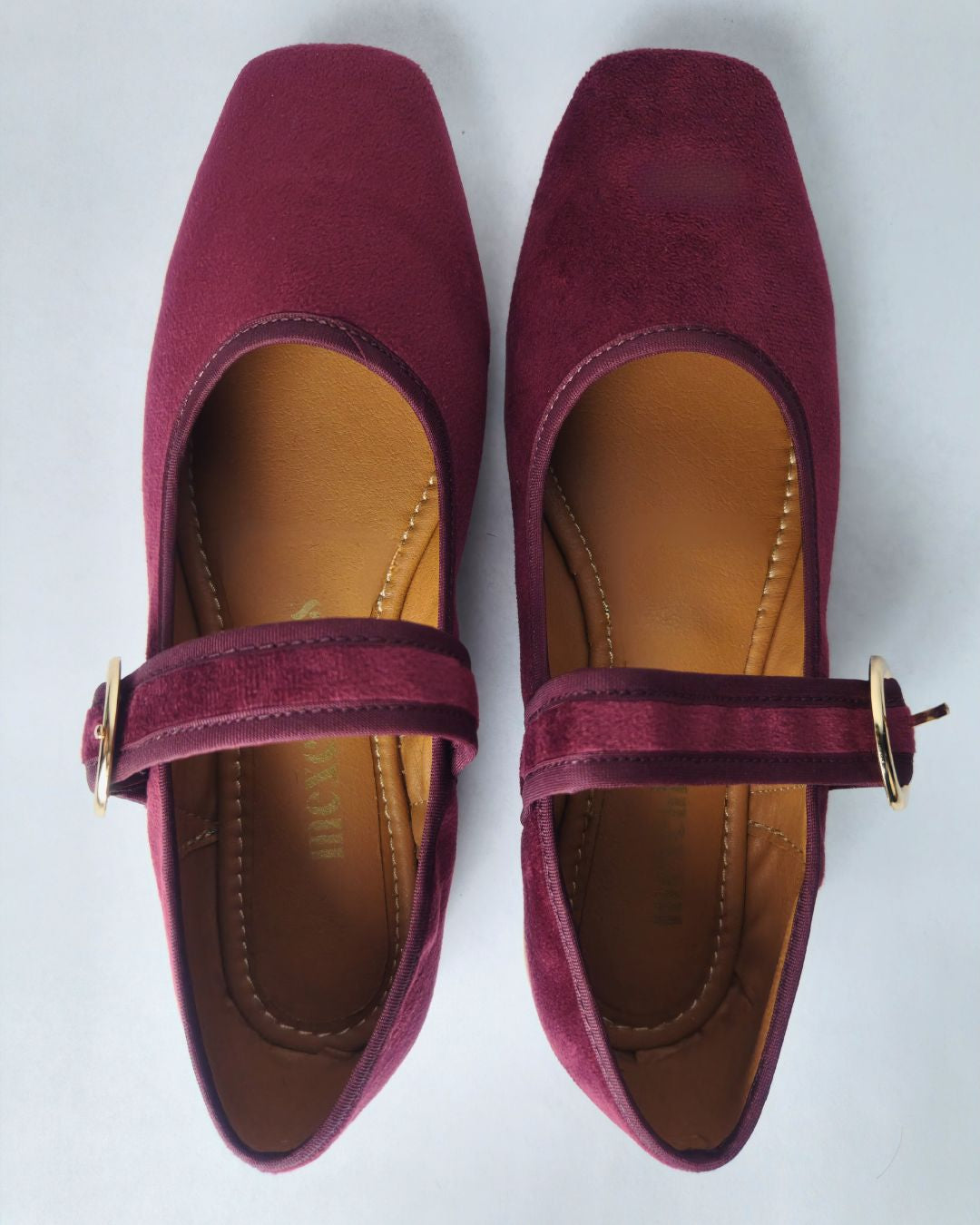 bailarinas bugambilia gamuza sintetica tono vino plantilla acolchada hebilla dorada mexcalinas