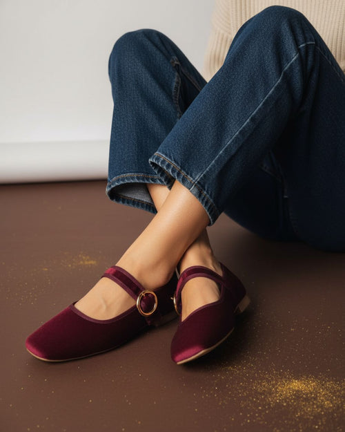 bailarinas color vino hebilla dorada comodas versatiles elegantes ciudad mexcalinas