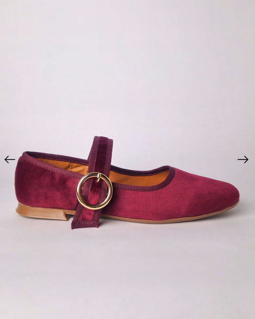 bailarinas bugambilia tono vino intenso hebilla dorada suela andeslizante plantilla acolchada mexcalinas