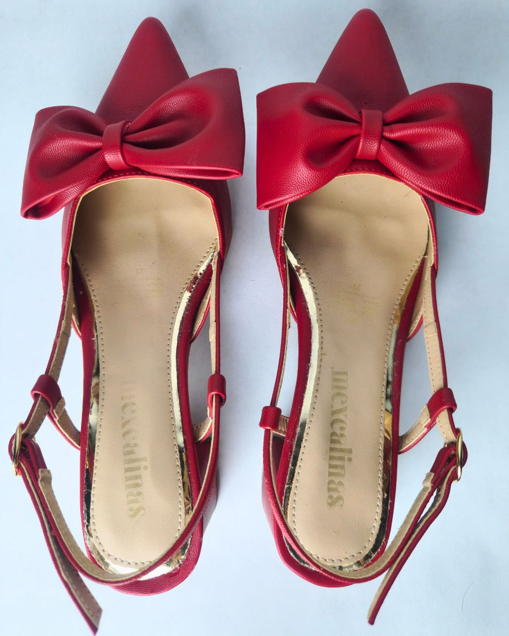 tacon victoria slingback rojo hebilla dorada plantilla acolchada mexcalinas
