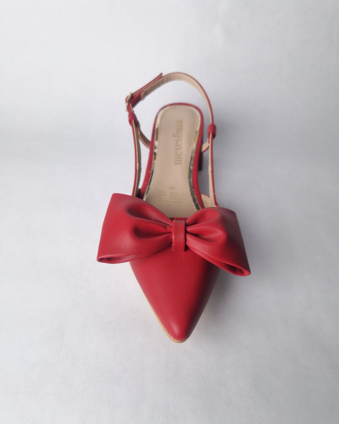 tacon victoria slingback rojo en punta con lazo mexcalinas